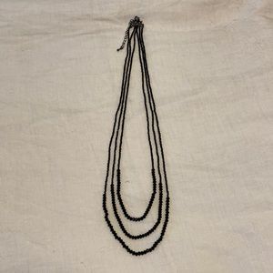 Three Stand Black Beaded Necklace